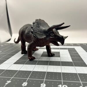 Vintage 1985 Imperial Triceratops Dinosaur Figure Brown Toy Made in Hong Kong
